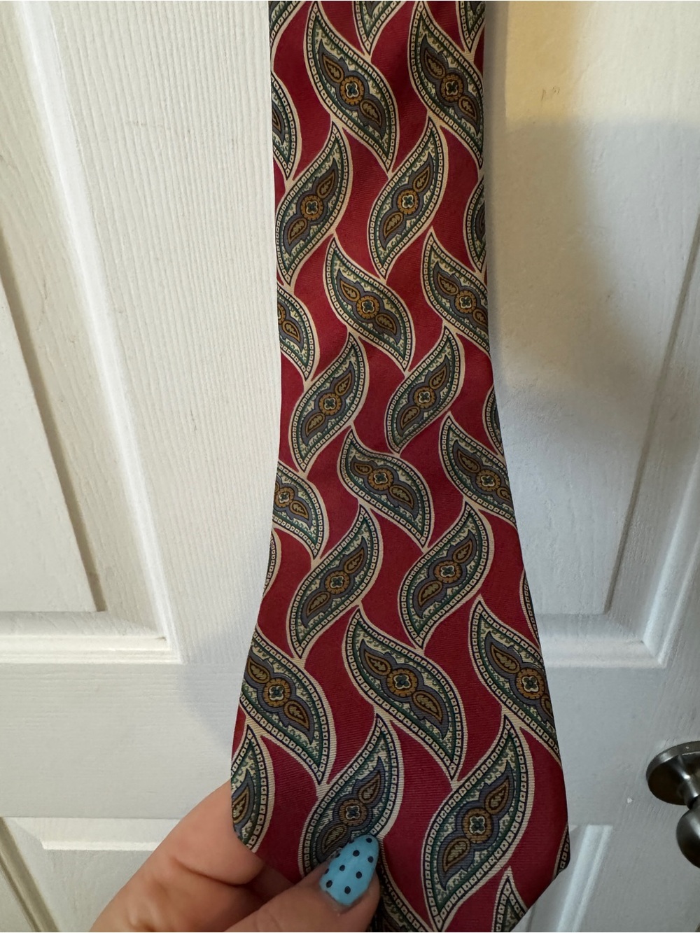 Vintage Christian Dior Monsieur Paisley Silk Tie Red Gold USA Italy